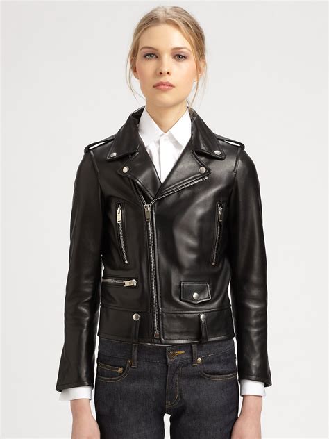 saint laurent leather jacket women's.